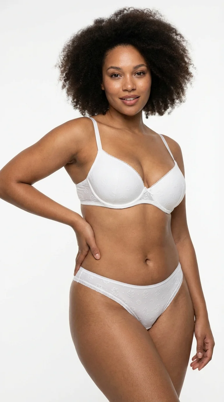 Jakarlı Pamuklu Slip Külot Off-White - Genel Görünüm